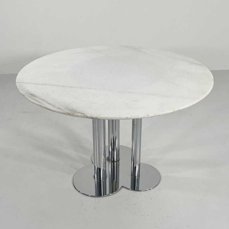 Vintage stone and chrome Trifoglio table by Sergio Asti for Poltronova, 1970s