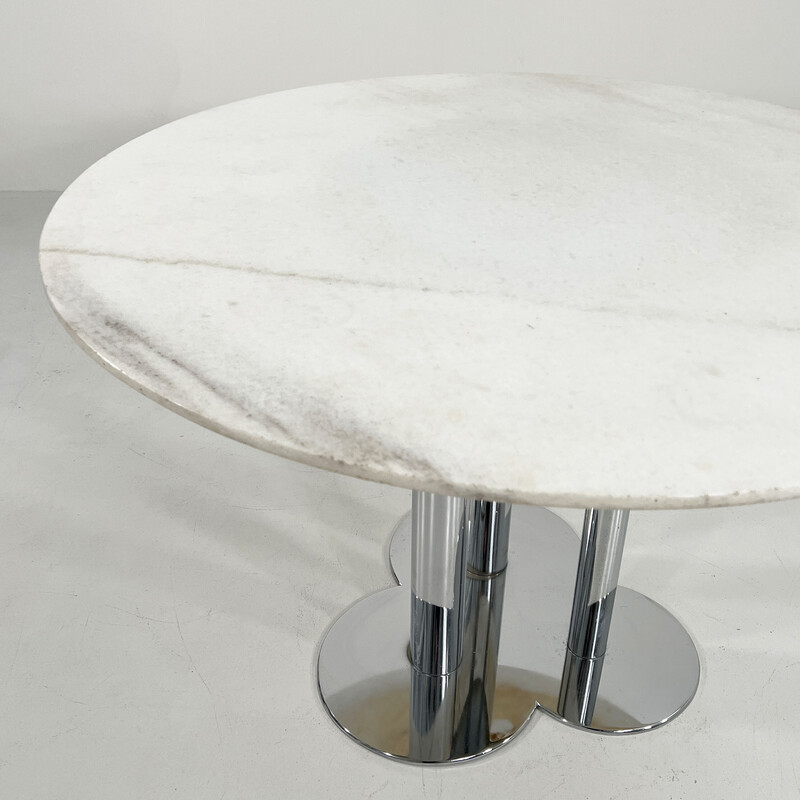 Vintage stone and chrome Trifoglio table by Sergio Asti for Poltronova, 1970s