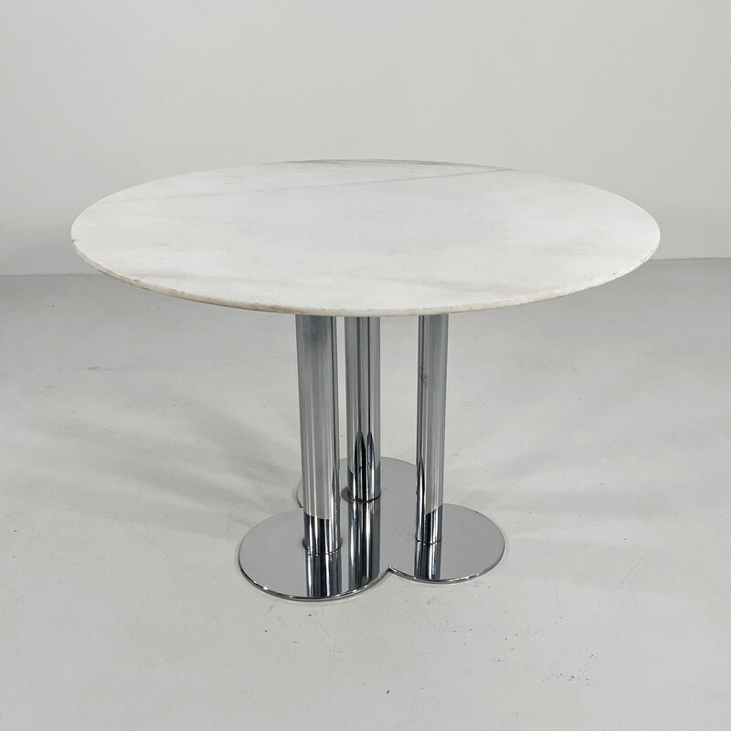 Vintage stone and chrome Trifoglio table by Sergio Asti for Poltronova, 1970s