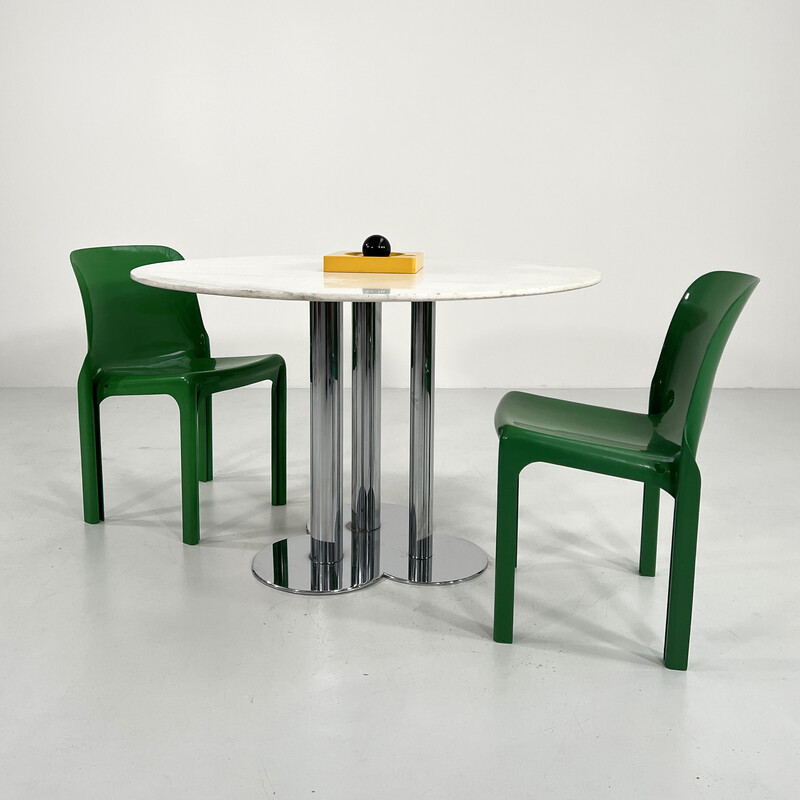 Vintage stone and chrome Trifoglio table by Sergio Asti for Poltronova, 1970s