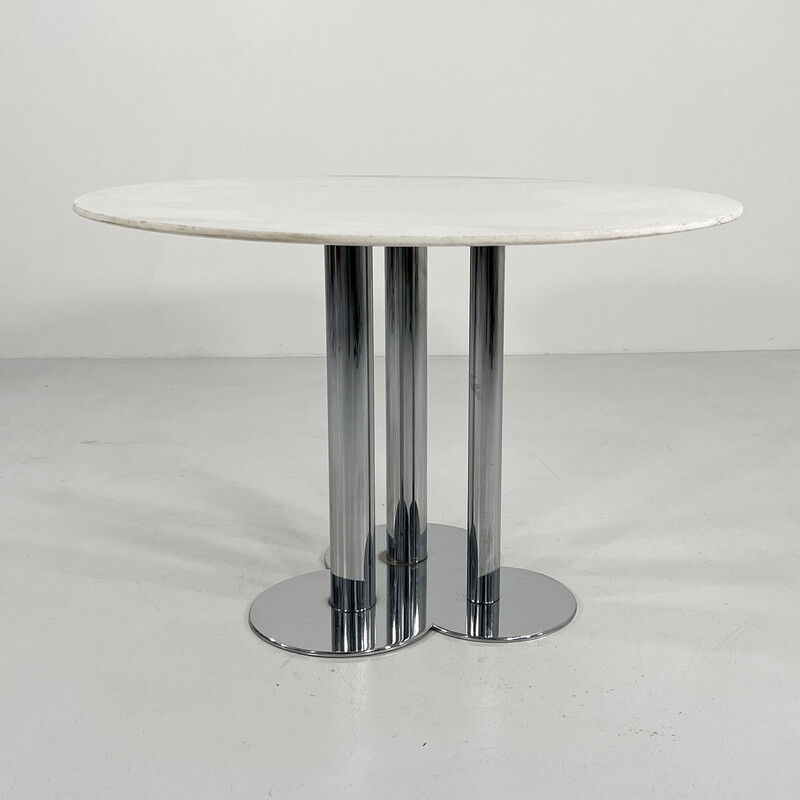 Table vintage Trifoglio en pierre et chrome par Sergio Asti pour Poltronova, 1970