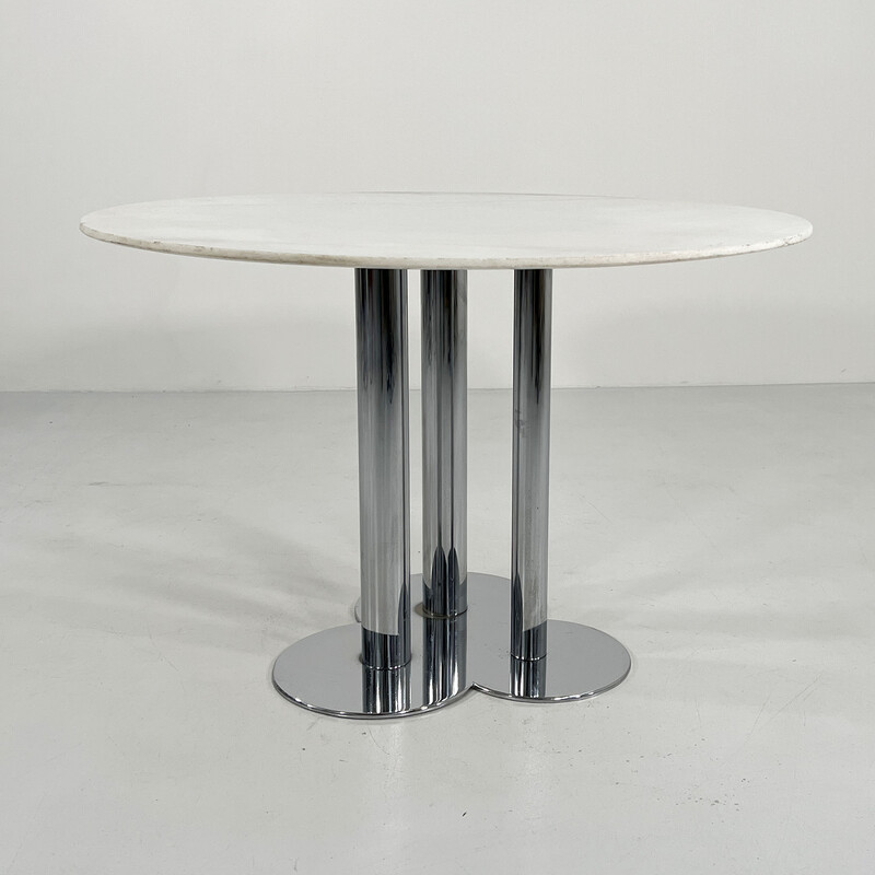 Vintage stone and chrome Trifoglio table by Sergio Asti for Poltronova, 1970s