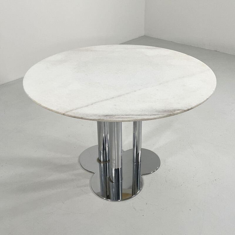 Vintage stone and chrome Trifoglio table by Sergio Asti for Poltronova, 1970s