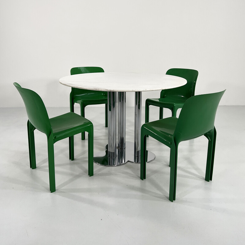 Vintage stone and chrome Trifoglio table by Sergio Asti for Poltronova, 1970s