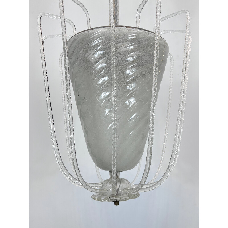 Vintage Art Deco chandelier in Murano glass by Venini, Italy 1940s