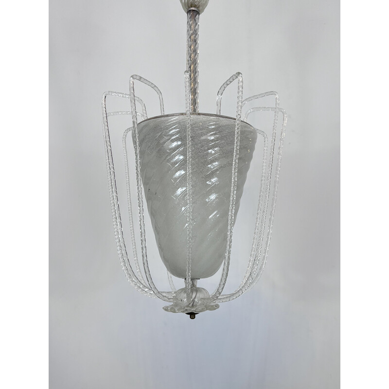 Vintage Art Deco chandelier in Murano glass by Venini, Italy 1940s