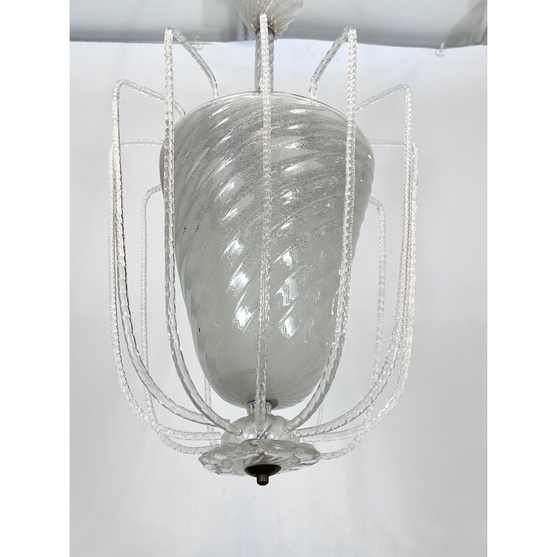 Vintage Art Deco chandelier in Murano glass by Venini, Italy 1940s