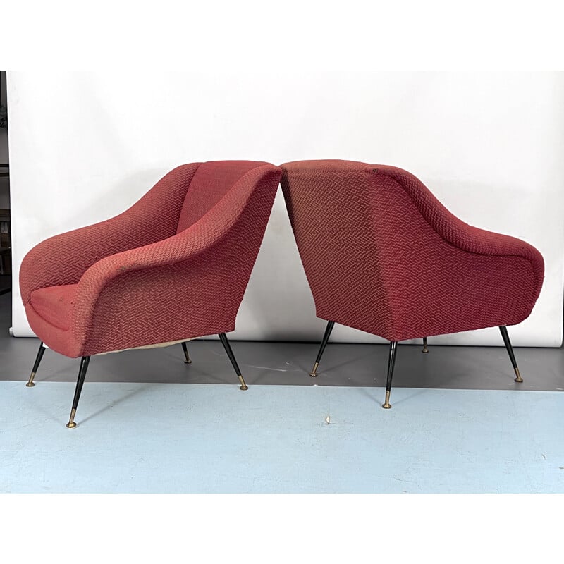 Paar vintage lounge stoelen van Gigi Radice voor Minotti, Italië 1950
