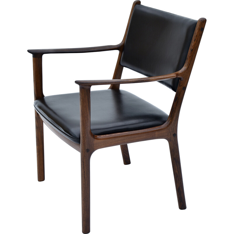 Mid century Danish model Pj412 rosewood and leather armchair by Ole Wanscher for P. Jeppesen