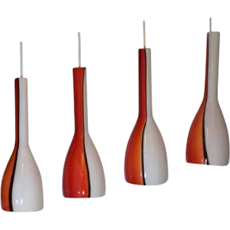 Set van 4 vintage Murano glas hanglampen door Vistosi Luciano , Italië 1960