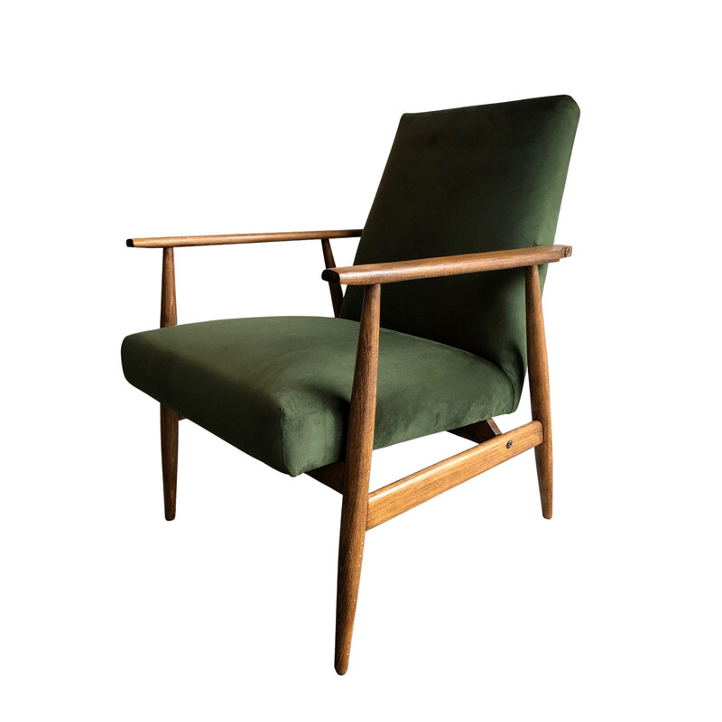Paar Vintage-Sessel aus Buche und grünem Samt von Henryk Lis, 1960er Jahre