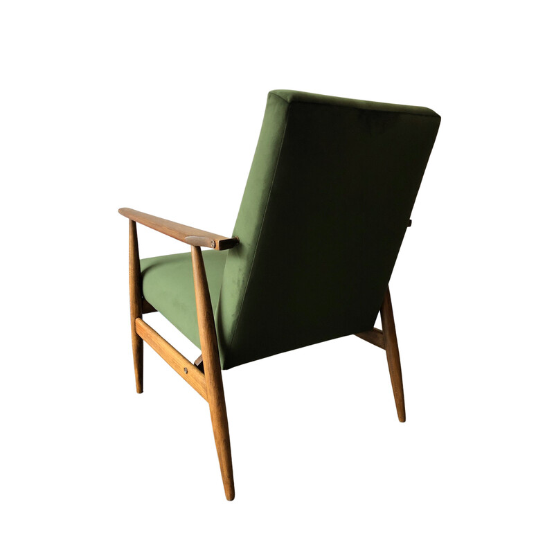 Paar Vintage-Sessel aus Buche und grünem Samt von Henryk Lis, 1960er Jahre