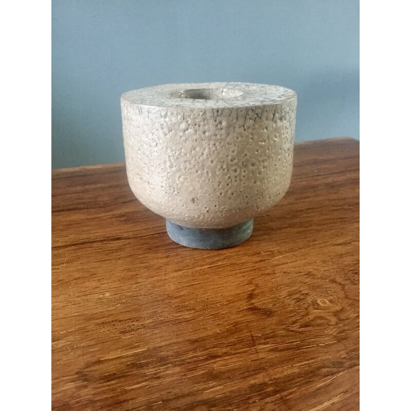 Vase vintage en raku par Raphael Giarrusso, 1970