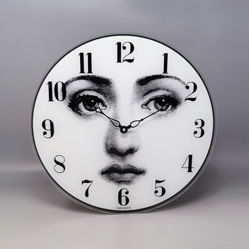 Reloj de pared de cristal vintage de Fornasetti, Italia años 90