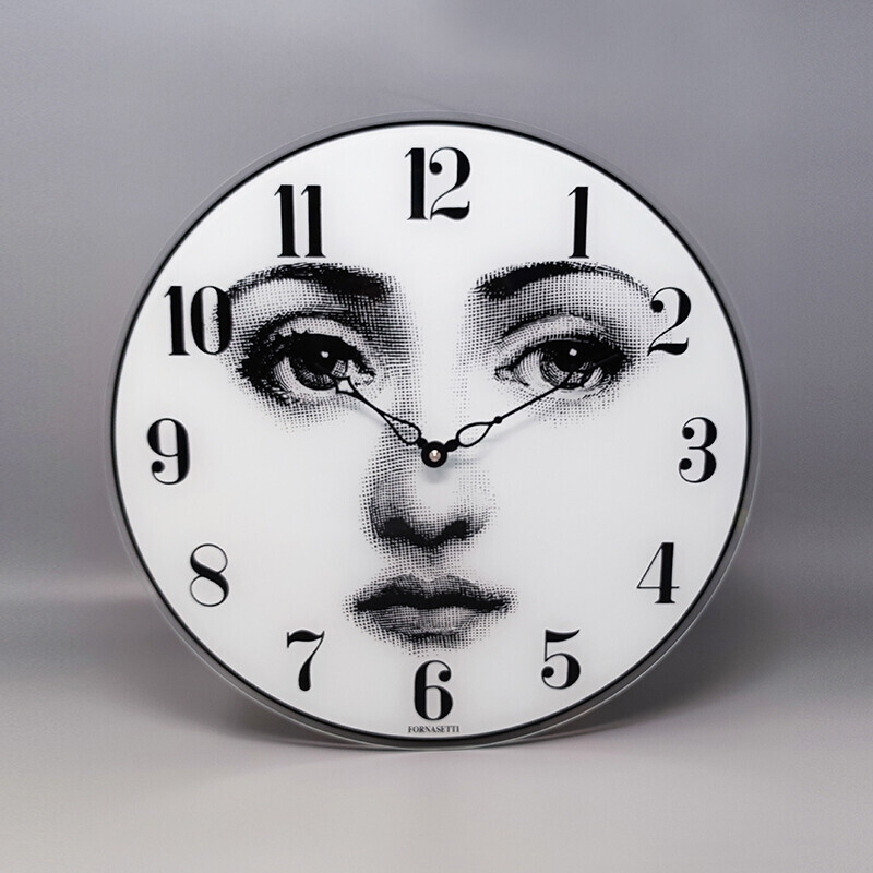 Vintage glass wall clock by Fornasetti, Italy 1990s