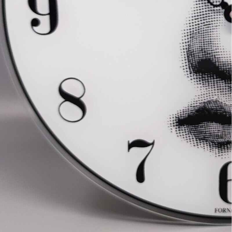 Vintage glass wall clock by Fornasetti, Italy 1990s