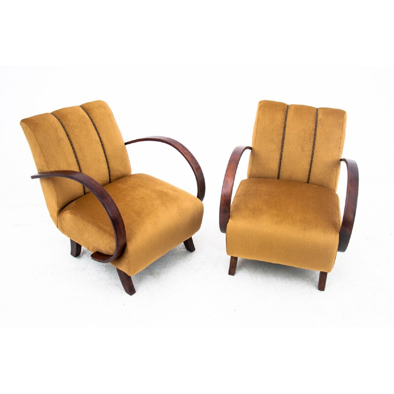 Pair of vintage Art Deco armchairs by J. Halabala, Czech Republic 1930s