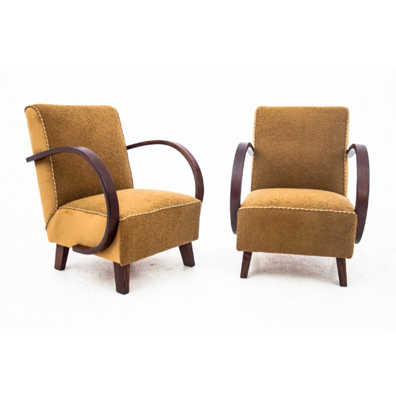 Pair of vintage Art Deco armchairs by J. Halabala, Czech Republic 1930s