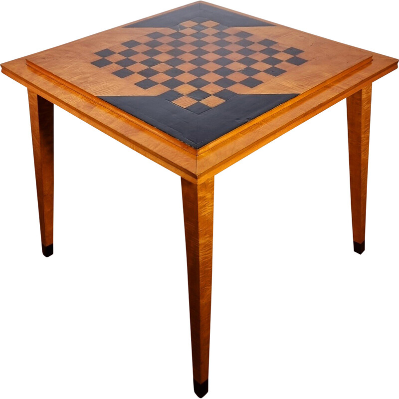 Table de jeu vintage Thonet en placage de sycomore, amarante et bois, 1950