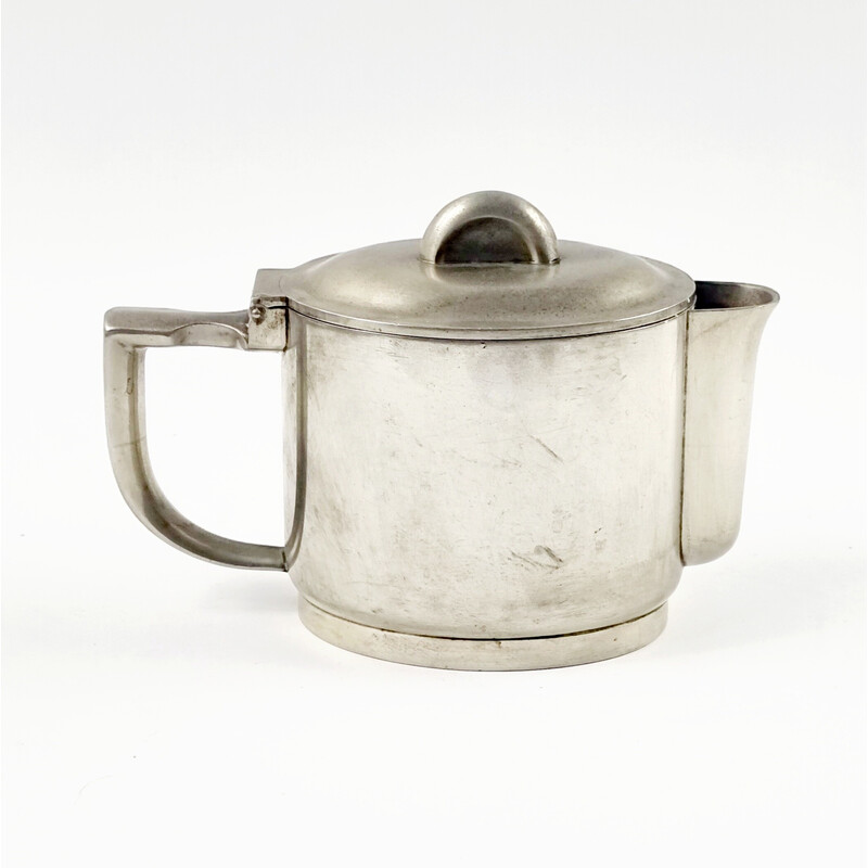 Vintage Art Deco silver metal teapot by Gio Ponti for Krupp Berndorf, Italy 1930s