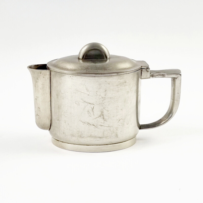 Vintage Art Deco silver metal teapot by Gio Ponti for Krupp Berndorf, Italy 1930s