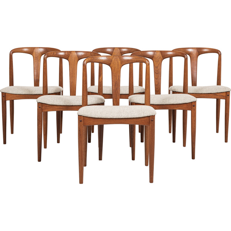 Set van 6 Deense Juliane-stoelen in teak uit het midden van de eeuw van Johannes Andersen voor Uldum, jaren 1960.