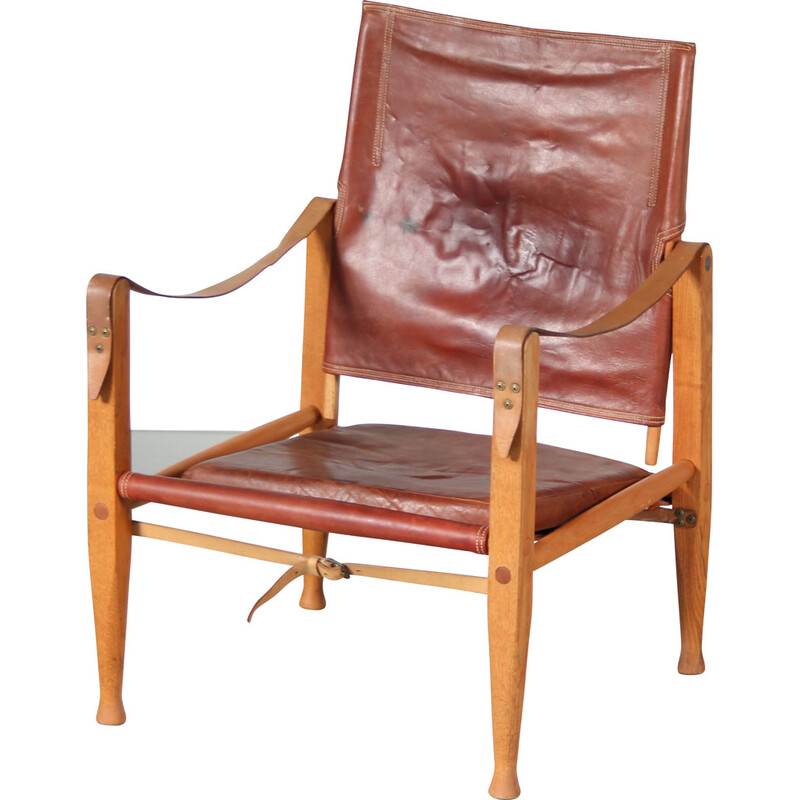 Cadeira de braços Vintage Safari de Kaare Klinkt para Rud Rasmussen, Dinamarca 1950