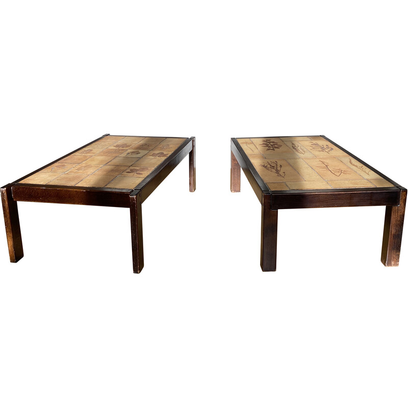 Pair of vintage ceramic coffee tables by Roger Capron, 1960-1970