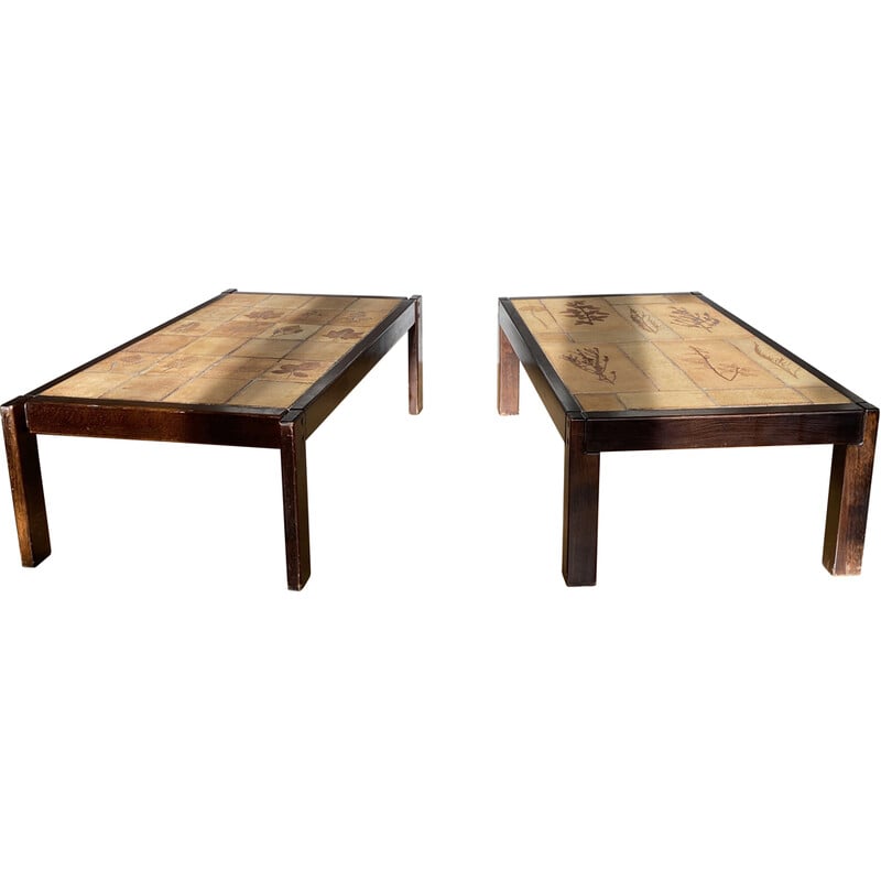 Paire de tables basse vintage en céramique de Roger Capron, 1960-1970
