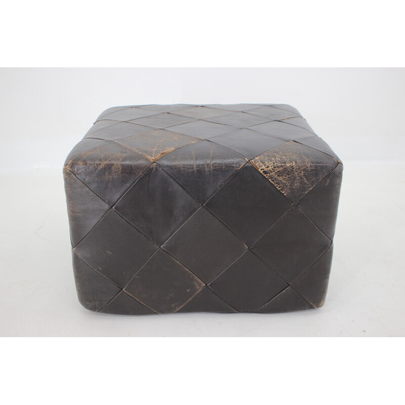 Vintage pouf de couro, Alemanha 1980s