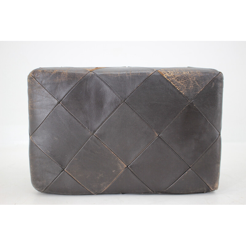 Vintage leather pouf, Germany 1980s