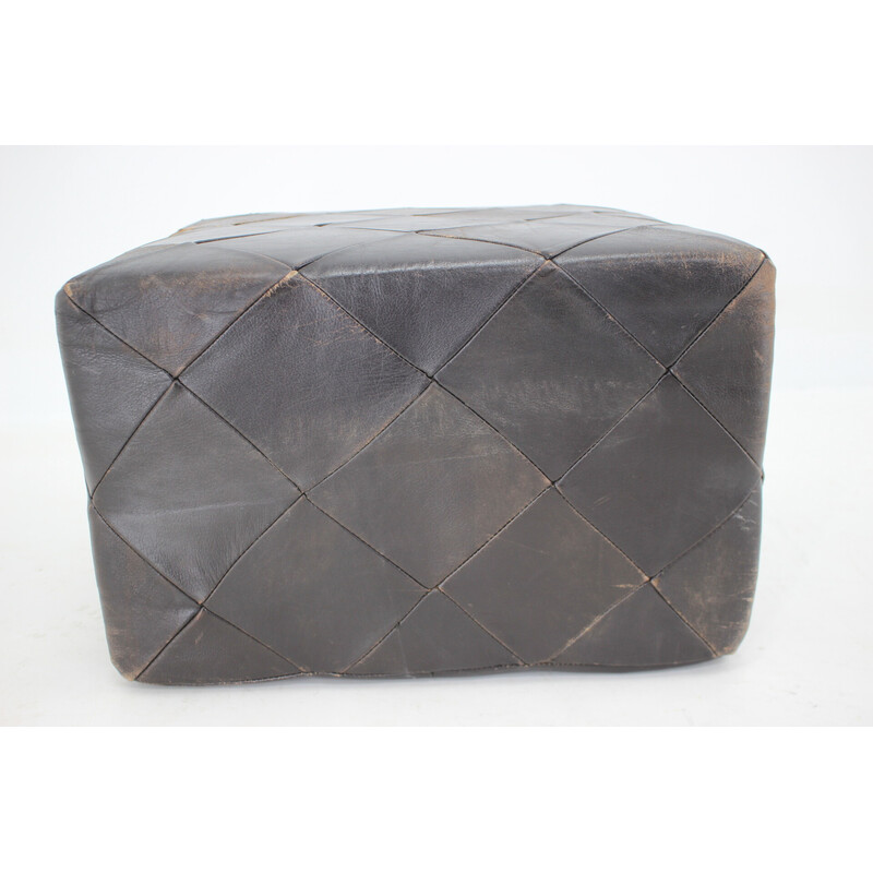 Vintage leather pouf, Germany 1980s