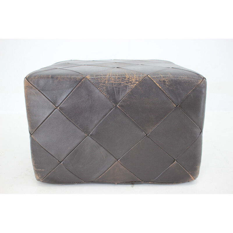 Pouf vintage en cuir, Allemagne 1980