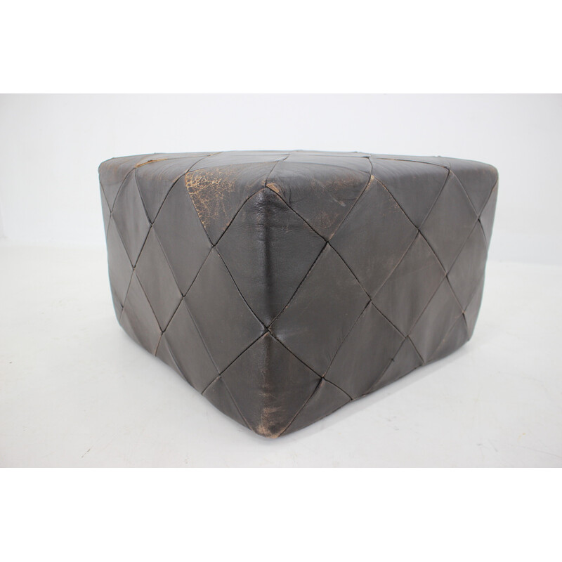 Vintage leather pouf, Germany 1980s