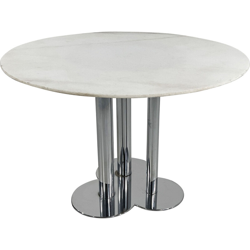 Table vintage Trifoglio en pierre et chrome par Sergio Asti pour Poltronova, 1970