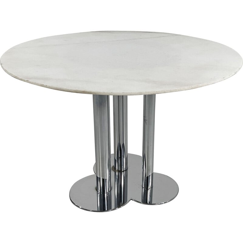 Vintage stone and chrome Trifoglio table by Sergio Asti for Poltronova, 1970s