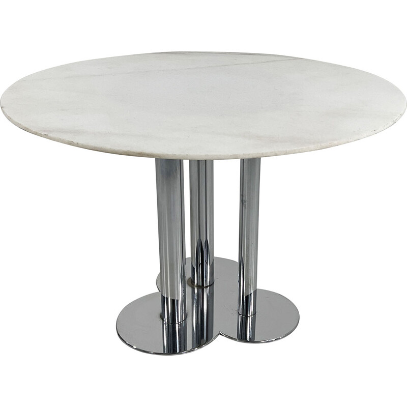 Vintage stone and chrome Trifoglio table by Sergio Asti for Poltronova, 1970s