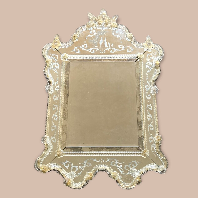Vintage Venetian wall mirror in Murano glass, 1960s