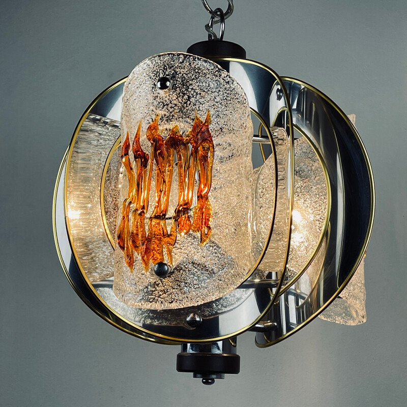 Vintage Murano glass pendant lamp by Toni Zuccheri for Veart Scorze Venezia, Italy 1970s