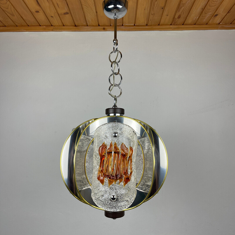 Vintage Murano glass pendant lamp by Toni Zuccheri for Veart Scorze Venezia, Italy 1970s