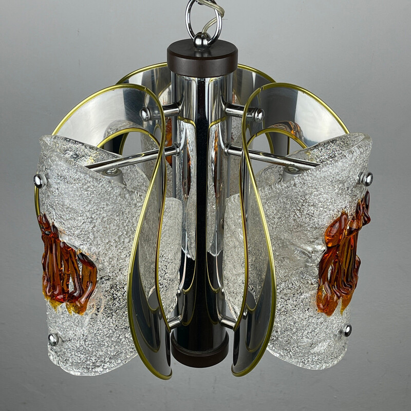 Vintage Murano glass pendant lamp by Toni Zuccheri for Veart Scorze Venezia, Italy 1970s