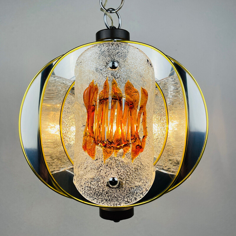 Vintage Murano glass pendant lamp by Toni Zuccheri for Veart Scorze Venezia, Italy 1970s