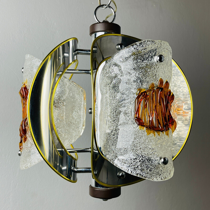 Vintage Murano glass pendant lamp by Toni Zuccheri for Veart Scorze Venezia, Italy 1970s