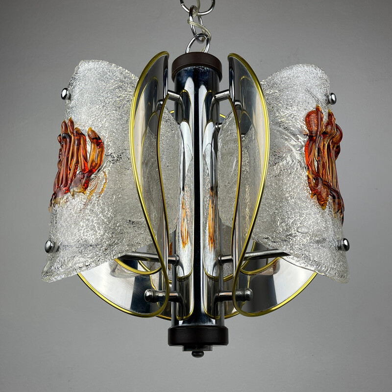 Vintage Murano glass pendant lamp by Toni Zuccheri for Veart Scorze Venezia, Italy 1970s