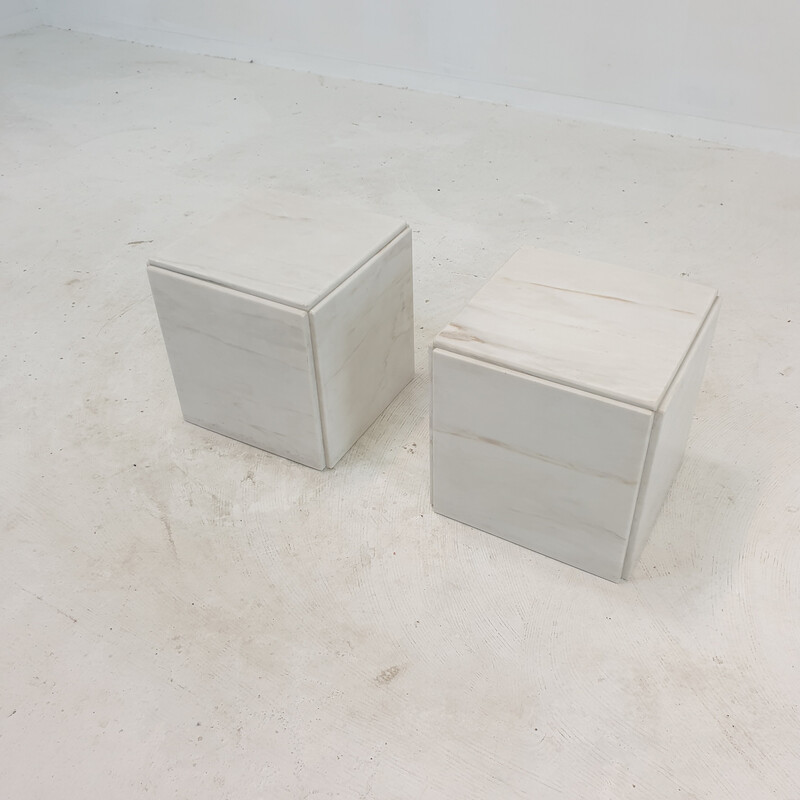 Pair of vintage marble side tables, Italy 1980s