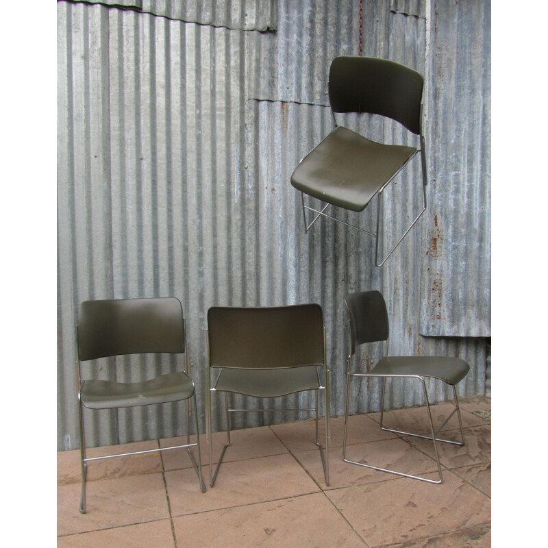 Set of 4 vintage stackable chairs by David Rowland model 404 - 1960s