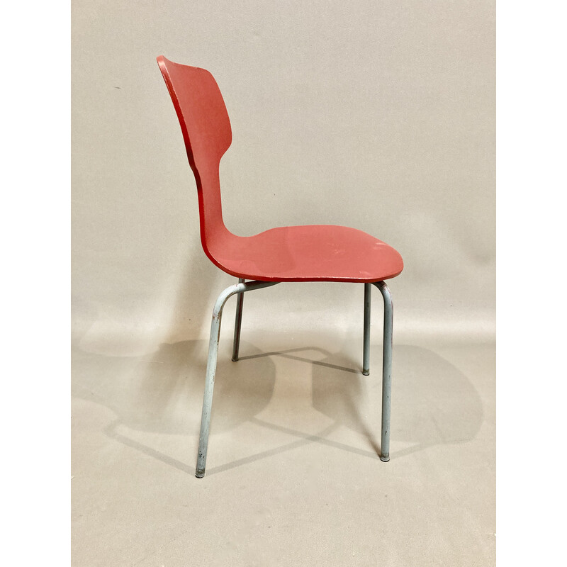Ensemble de 6 chaises vintage en bois et métal par Arne Jacobsen pour Fritz Hansen, 1960
