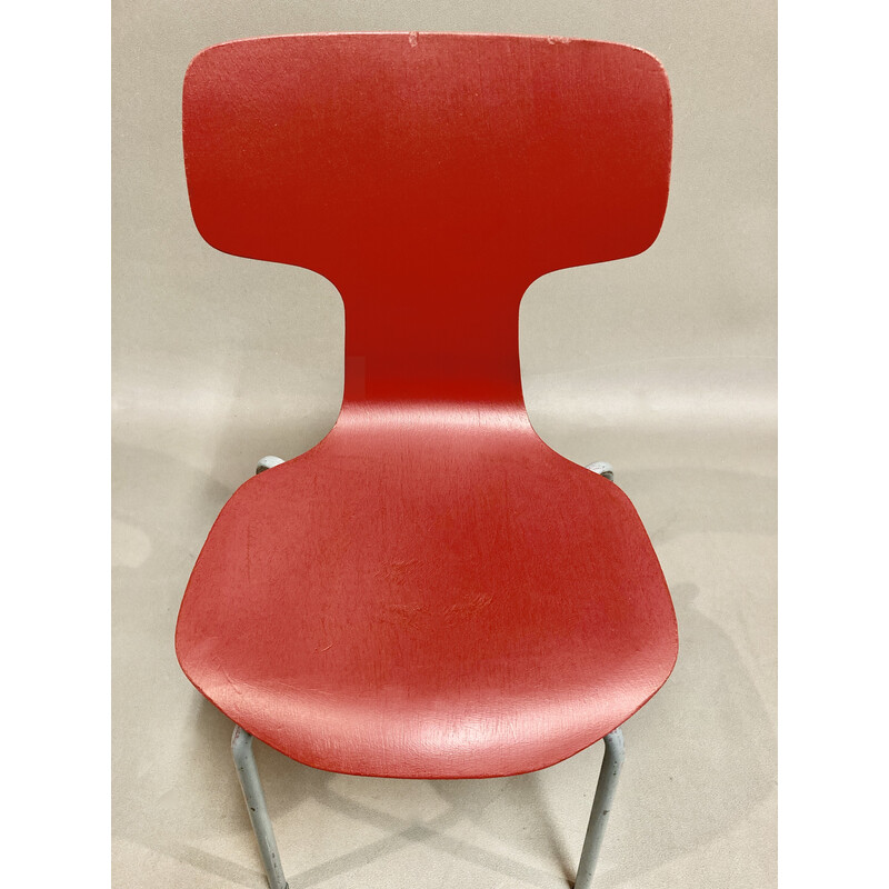 Ensemble de 6 chaises vintage en bois et métal par Arne Jacobsen pour Fritz Hansen, 1960