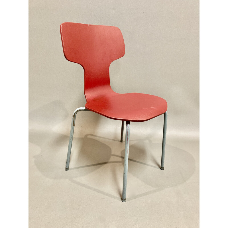 Satz von 6 Vintage-Stühlen aus Holz und Metall von Arne Jacobsen für Fritz Hansen, 1960