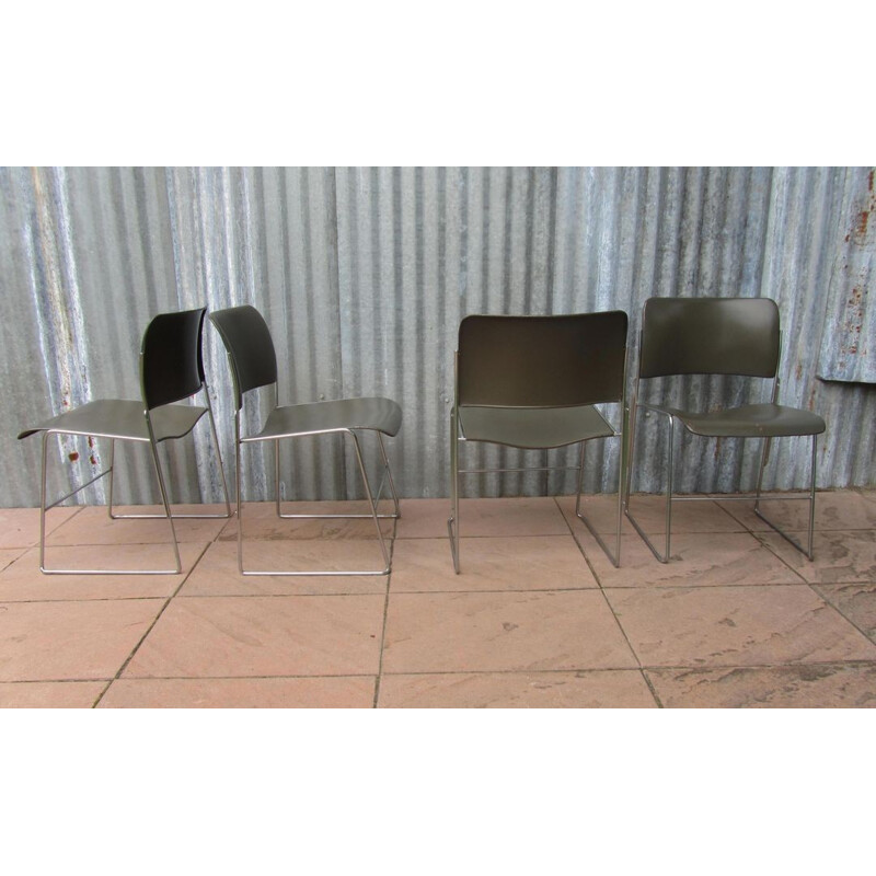Ensemble de 4 chaises empilables de David Rowland modèle 404 - 1960